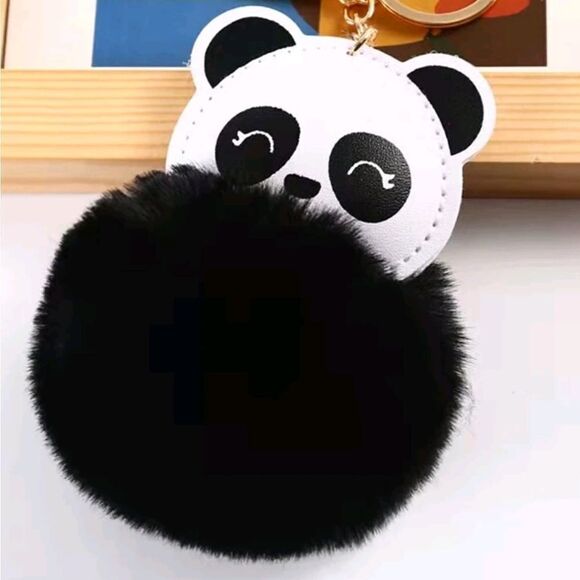 Panda Bear 🐼 Pom Keychain - Picture 1 of 3